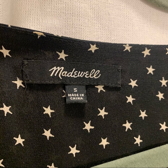 Madewell Star Scatter Blouse - Silk black & White tie sleeve French top - Picture 6 of 8